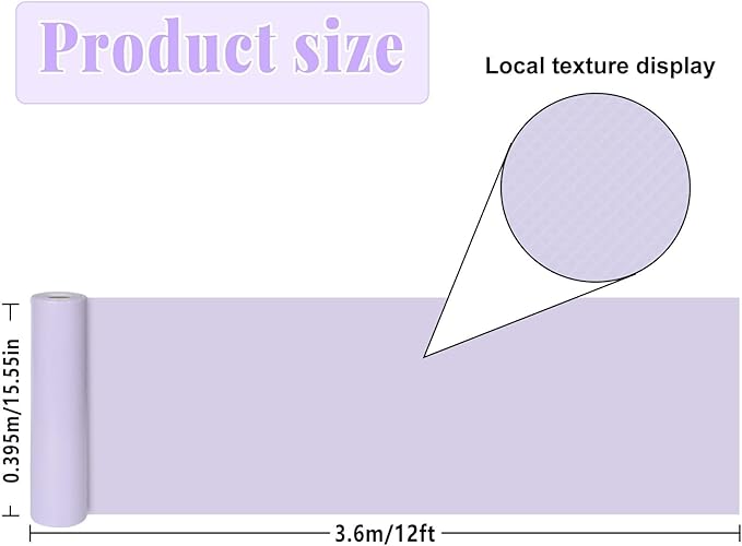 Purple Lavender Bulletin Board Roll Pastel Purple Reusable Waterproof Erasable Background Poster Non-Woven Fabric Bulletin Board Wrapping Paper for Mother's Day Easter Classroom Decor 15.55inx12ft