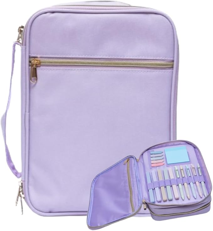 S.F. Creations Premium Bible Carrying Case – Bible Case for Women with Adjustable Straps, Dual Compartments, Extra Pockets for Pens, Book Cover for Teens & Kids, Lavender Case Only