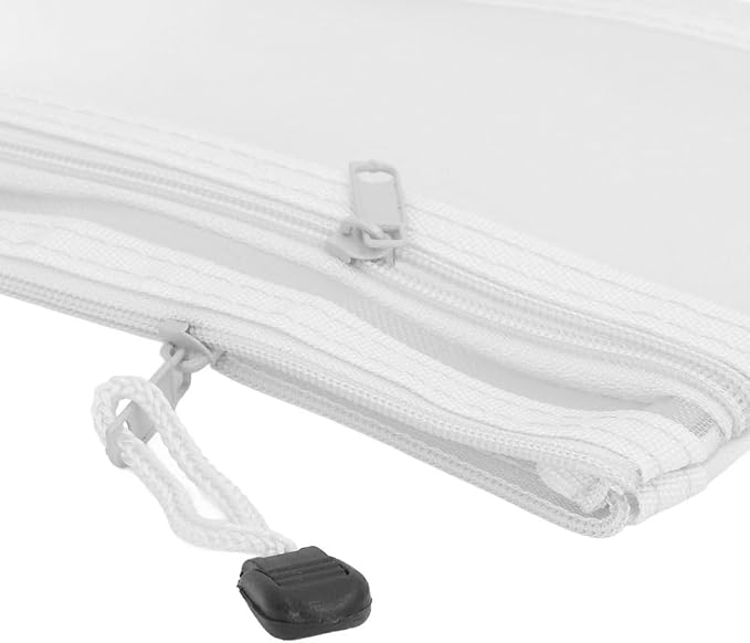 10Pcs Double Layer Mesh File Pouches – Nylon Zipper Bags for A6 Paper Storage, Organize Office Supplies Cosmetics Travel 20.5 x 12 cm(White)
