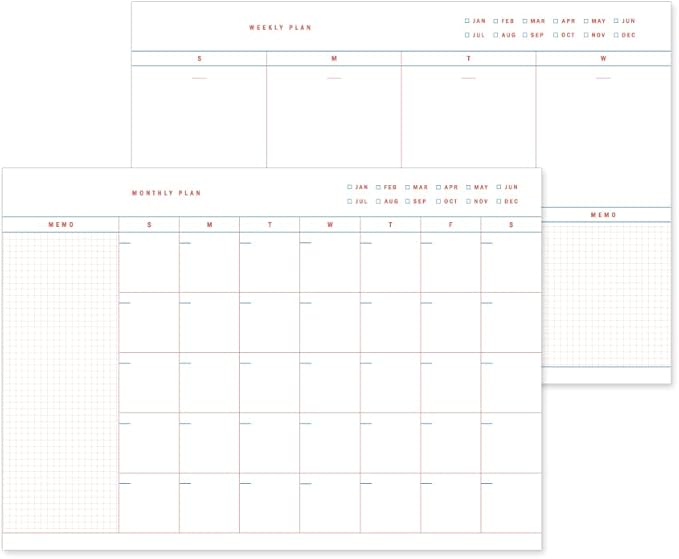Monolike Basic B5 Monthly + Weekly Planner pad, A SET - Academic Planner, Weekly & Monthly Planner, To-do list, Note pad, Scheduler