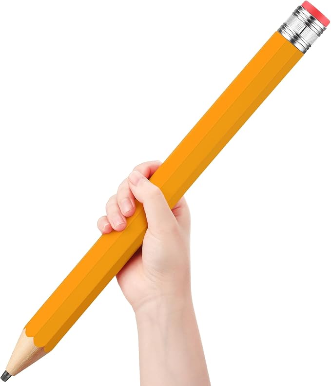 16 Inch Wooden Large Jumbo Pencils Giant Big Funny Wood Pencil with Cap and Eraser Fun Novelty Gifts for Kids School Kindergarten Home Office Prop Supplies (Yellow)