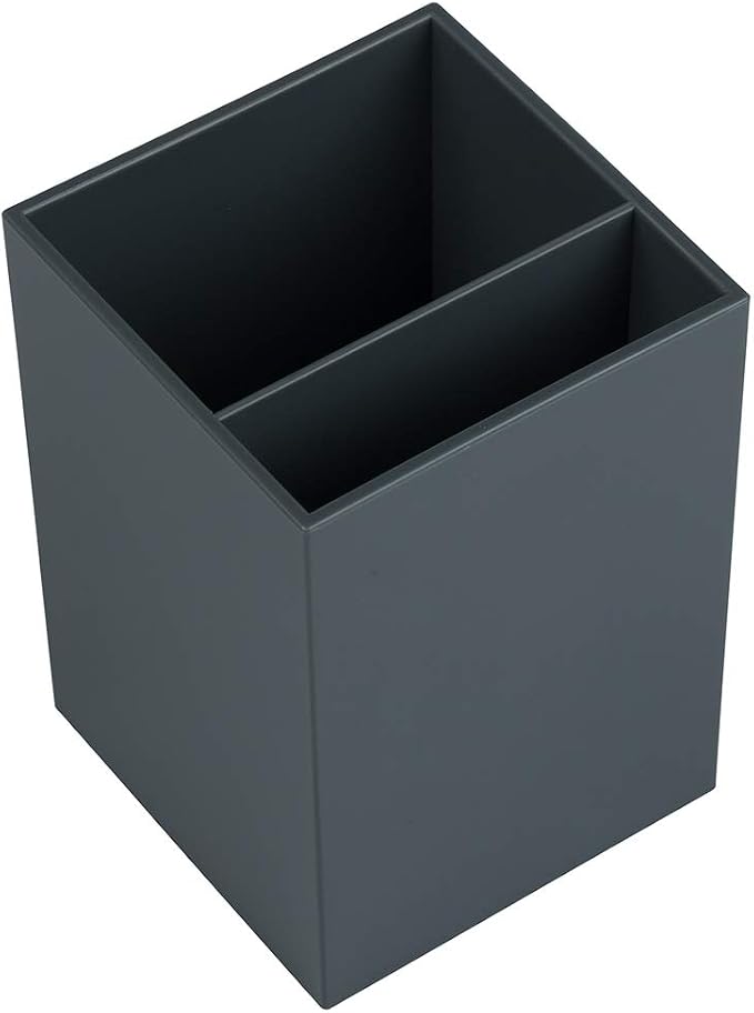 JAM PAPER Plastic Pen Holder - Grey - Desktop Pencil Cup Sold Individually