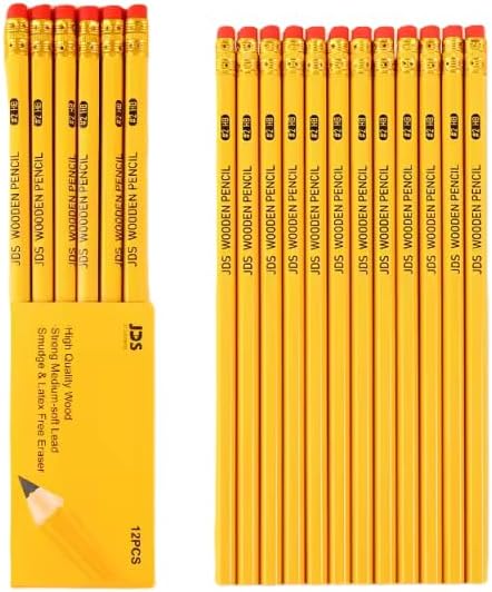 Pencils #2 HB Lead Woodcased Yellow Non Sharpened Hexagonal Shape Best For Schools Offices Teachers And Students Pack Of 12 Extra Strong Pencils With Eraser