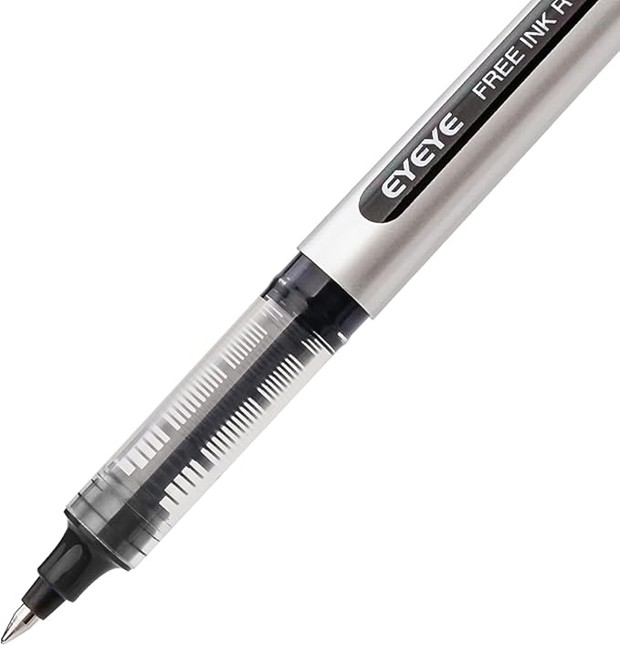 EYEYE Rollerball Pens 0.5mm Black 50 Pack, Extra Fine Point Quick Dry Liquid Ink Roller Ball Pens Fine Point Smooth Writing Pen for Journaling, Note Taking, Office, School Supplies