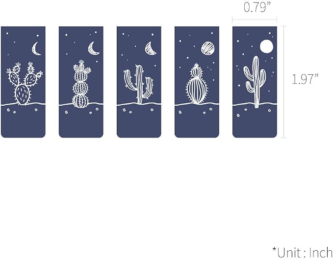 Monolike Magnetic Bookmarks Night Cactus, Set of 5