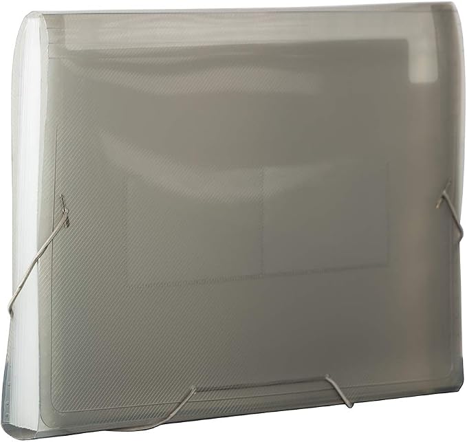 JAM PAPER Accordion Folders - 13 Pocket Plastic Expanding File - Letter Size - 9 x 13 - Smoke Grey - 2/Pack