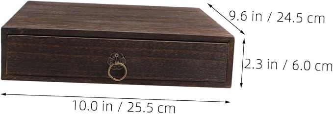 SHINEOFI 2pcs Rustic Wooden Desktop Storage Drawers, Single-layer Tabletop Organizer Box for Desk Supplies, Jewelry, and Small Items, Home Office Desk Storage Solution
