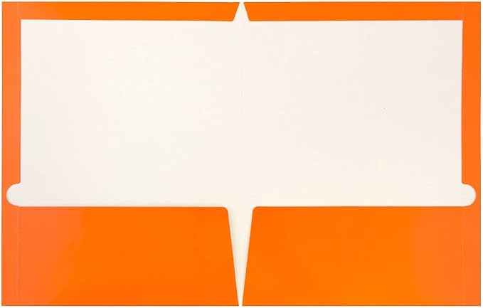 JAM PAPER Laminated Two Pocket Glossy School Folders - Letter Size - High Gloss Orange - Bulk 50/Box