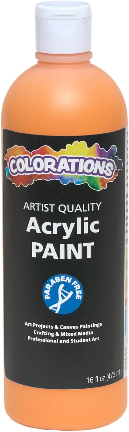 Colorations Artist Quality Acrylic Orange Yellow Paint - 16 oz (473ml) - Made in United States, Paraben-Free, Non-Toxic, Acrylic Paint for Adults and Kids