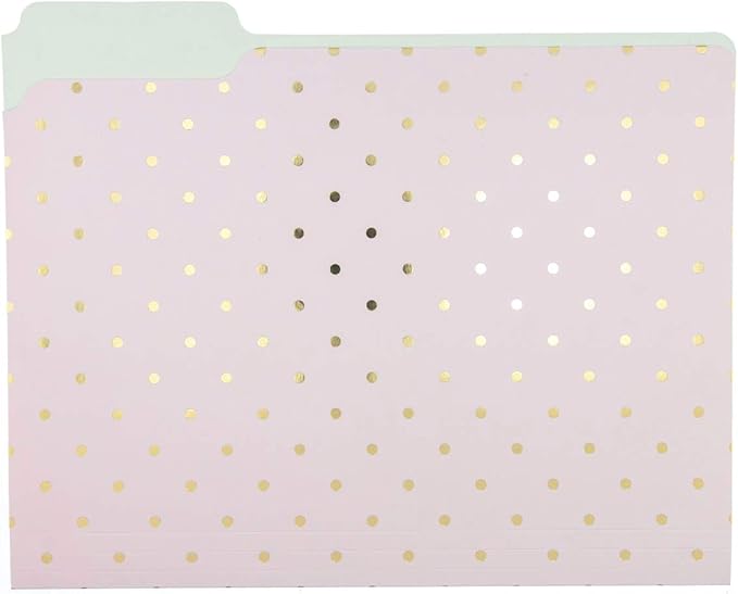 Graphique Flamingo Pink File Folder Set – File Set Includes 9 Folders and 3 Unique Flamingo and Polka Dot Designs, Embellished w/ Gold Foil on Durable Triple-Scored Coated Cardstock, 11.75" x 9.5"