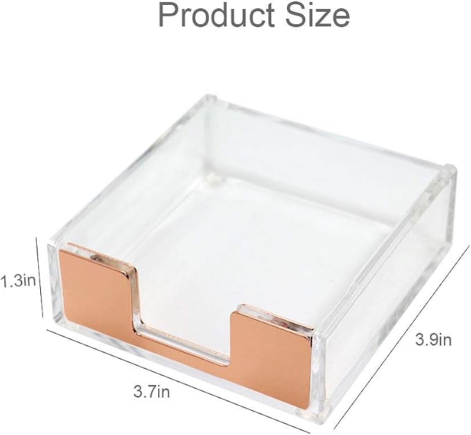 MultiBey Sticky Notes Memo Pad Holder Dispenser Rose Gold with Clear Desk Supplies Organizer Accessories for Office Home Schools (Rose Gold)
