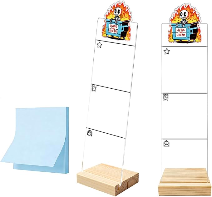 Monitor Memo Board Computer Monitor Memo Board Sticky Note Organizer Dumpster Fire Desk Accessories Acrylic Desk Accessories Removable Wooden Base Set Sticky Notes 100 Sheets 11.8×3.1 inches