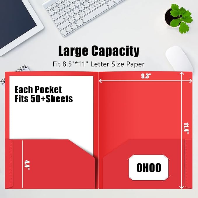 6 Pack Folders with Pockets Plastic Paper File Folder for School Office Home Business Fit Letter Size Paper Rainbow Colorful