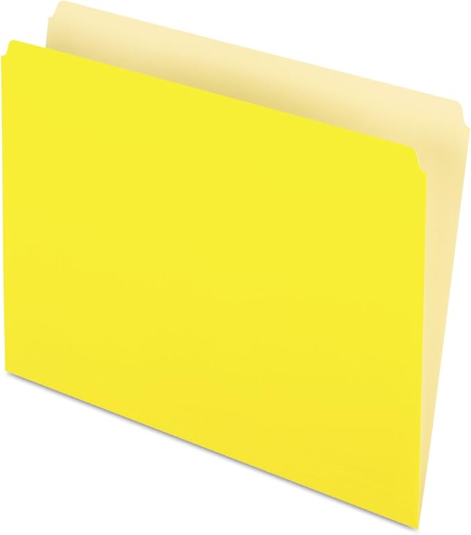 Pendaflex 152YEL Colored File Folders, Straight Top Tab, Letter, Yellow/Light Yellow, 100/Box