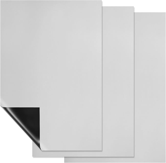 PATIKIL Magnetic Dry Erase Board Sheet for Fridge, 3 Pcs 12 x 8 Inch Erasable Refrigerator Whiteboard for Kitchen for Home Kitchen Organizer Planner Office Storage, Silver (0.6mm)