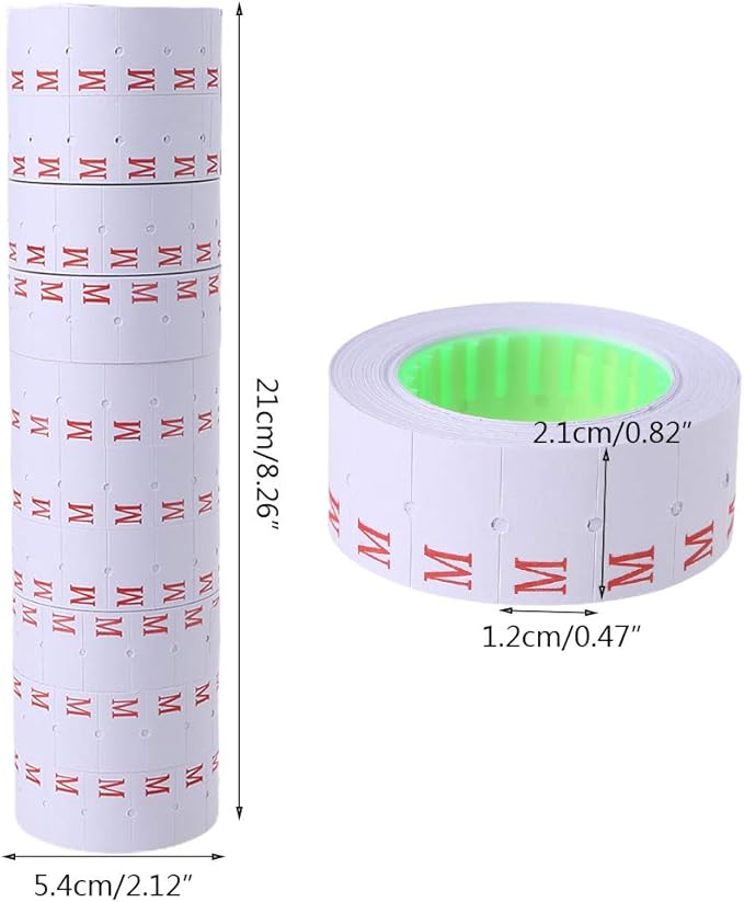 10 Rolls White Label Labeling 22mm X 12mm White Retail Shop Label Set