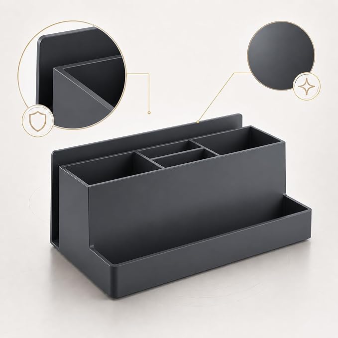 Acrimet Desktop Organizer - Multi Organizer Caddy Holder for Office, Home and School use (Plastic) (Black Color)