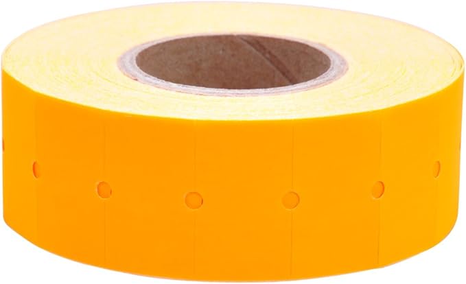 Fluorescent Orange Labels with No Tamper Proof Slits to fit Towa® GS Series/Halmark/Century Price Guns 16 Pack (Free Ink roll Included)