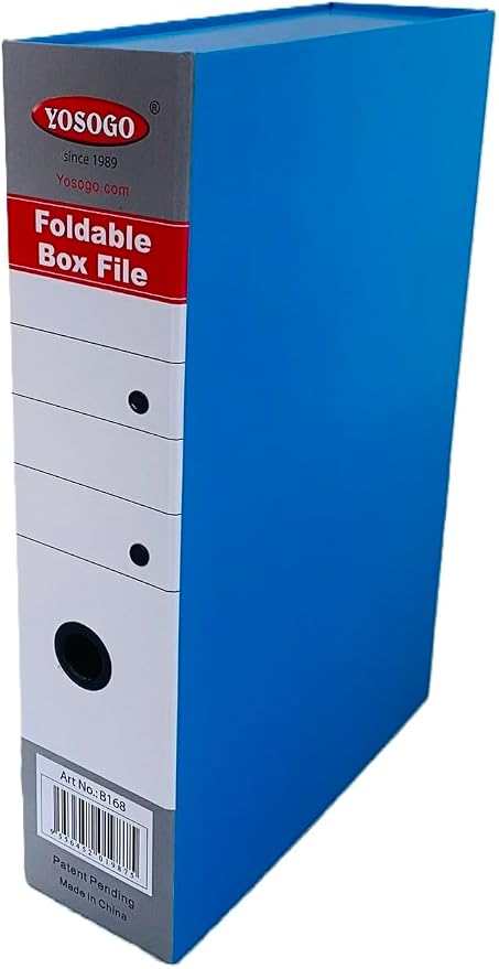 Blue Folding Box File Binder Folder - Portable and Convenient Document Organizer with Magnetic Closure - Instantly Fold and Unfold to Save Space. Made from Eco-Friendly Recycled Carboard (4)