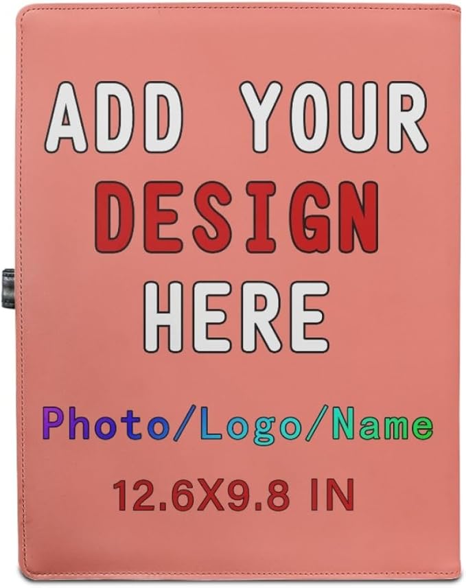 Personalized Padfolio with Logo, Custom Business Portfolio with A4/US Letter Writing Pad Holder for Resumes and Interviews, Salmon