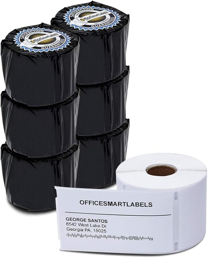 OfficeSmartLabels 2-5/16 x 4 inch Shipping Labels, Compatible with 30256 Labels (6 Rolls / 300 per Roll)