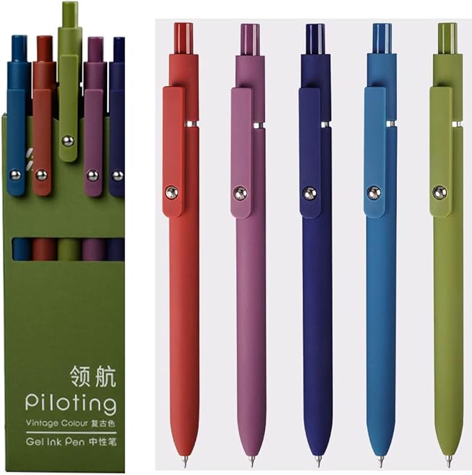 sencoo 5 pack Blue Gel Pens Quick Dry Ink Pens Fine Point Retractable Roller Ball Pens 0.5 mm Smooth Writing Pens Cute Pens Aesthetic pens for School Office Home Diary Gift Pens (Blue)