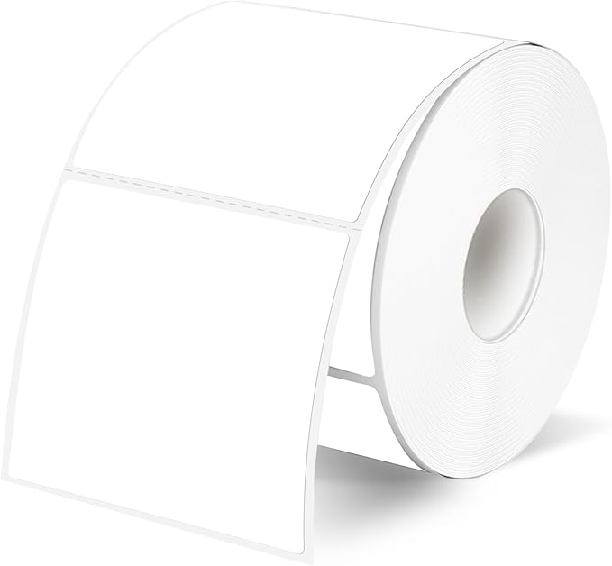 White Square Thermal Labels Printer Stickers- 2" x 2", Self-Adhesive Square Direct Thermal Labels Stickers, Waterproof/Perforation Line Design- 300 Sheets