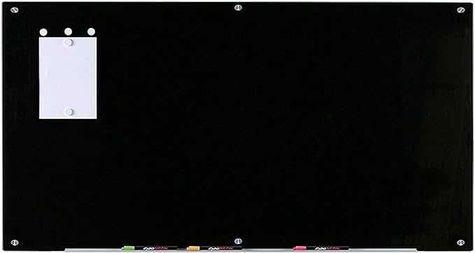 Audio-Visual Direct Magnetic Black Glass Dry-Erase Board Set - 6' x 4' - Includes Magnets, Hardware & Marker Tray