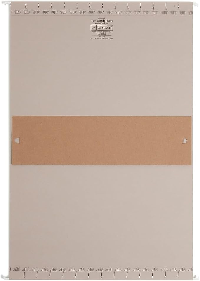 Smead TUFF Extra Capacity Box Bottom Hanging Folder, 1/3-Cut Easy Slide Tab, Steel Gray, 18 per Box