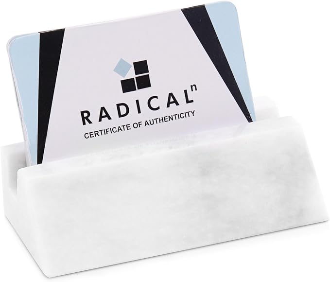 Radicaln Marble Business Card Holder White 4" Handmade Card Holder Stand For Office Desk - Office Décor With Business Card Organizer, Business Card Holder & Credit Card Holder
