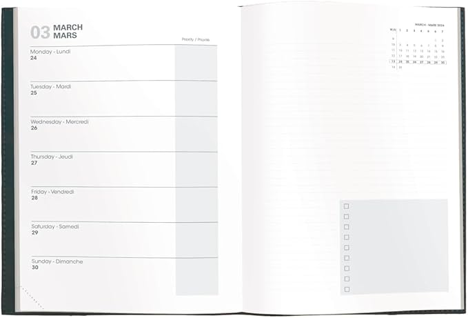 Quo Vadis 2026 Note - Bi-Lingual (EN/FR) - Calendar Year Weekly/Monthly Planner Refill - 16 Months, Sept. 2024 to Dec. 2026 - 6" x 8 1/4" - Refill Only - A Modern Design for Journaling and Detailed Planning