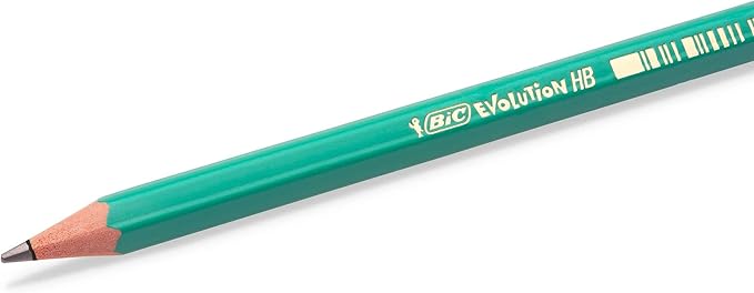 BIC Ecolutions Evolution 655 HB Pencil with Eraser (Pack of 12), Green