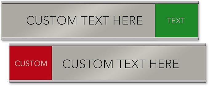 Customizable Quality Satin-Aluminum Slider Nameplates and Signs - 10 x 2 - Silver with Red/Green - Made in the USA