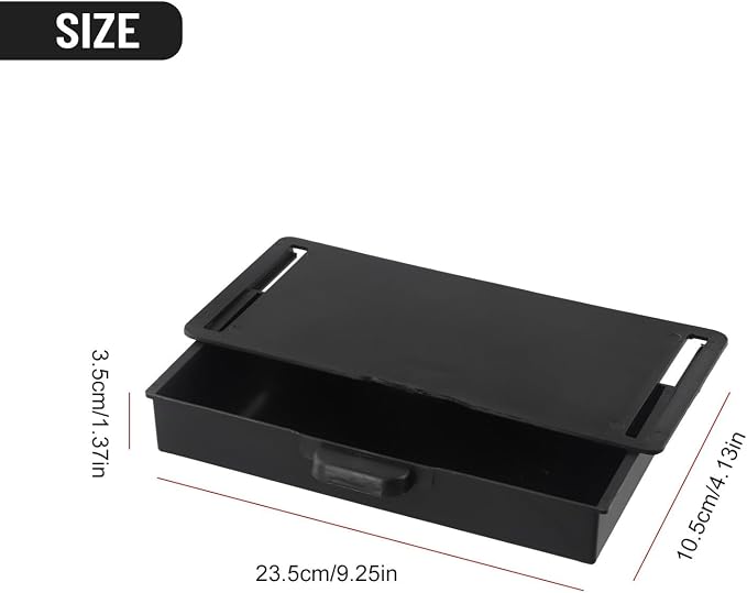 Under Desk Drawer Organizer Self-Adhesive Box Attachment,For Office Home Desktop Pen And Things Holder, Hidden-Design For Space-Saving And More Neat,ABS Plastic(Black)