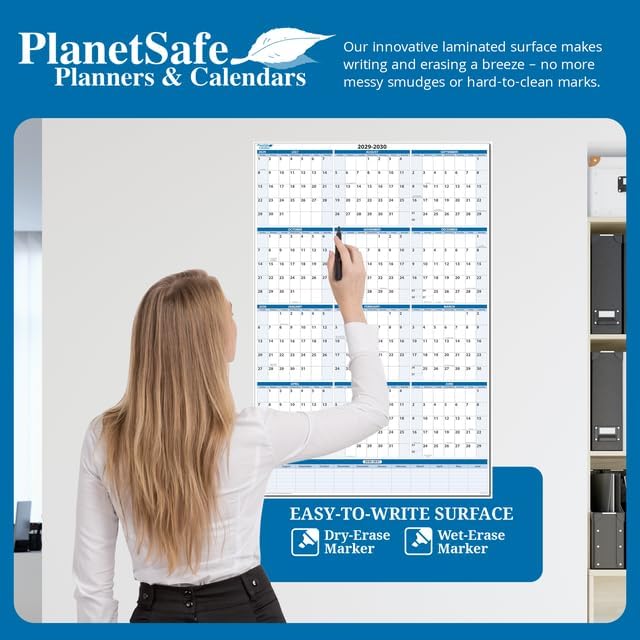 2026-2027 Premium Dry-Erase Fiscal/Academic Split Year July to June Vertical Wall Calendar 48" x 32" - Next Year Planner Area. Complete Dry-erase Marker and Eraser