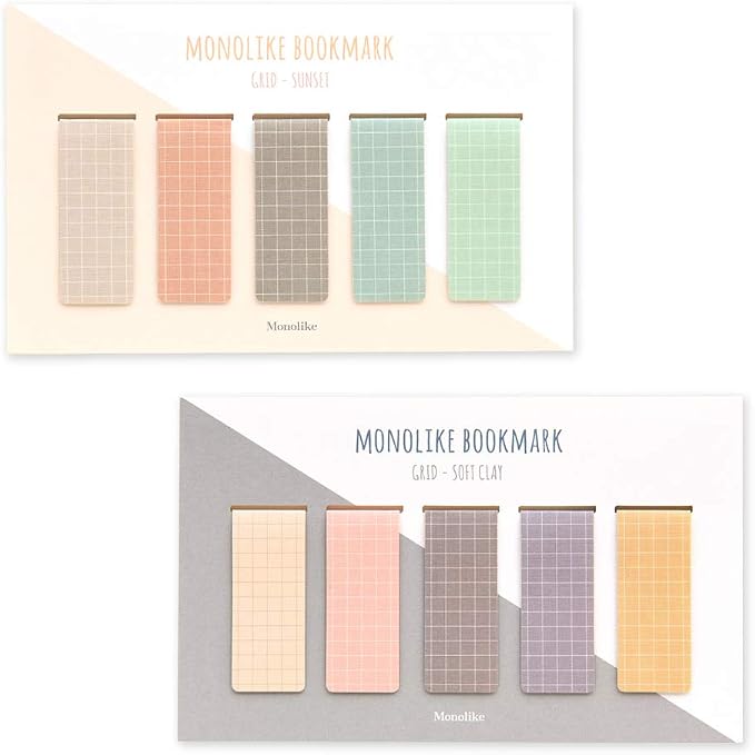 Monolike Magnetic Bookmarks Grid Sunset + Soft Clay, Set of 10