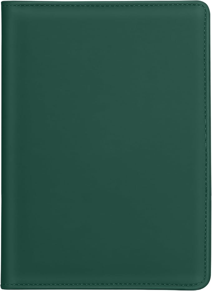 Junior Padfolio Folder - A5 Portfolio Binder Case with 5 x 8 Writing Pad and Interior Storage Pocket Executive Business Organizer for Men Women, Dark Green