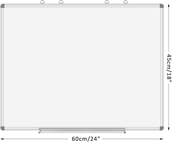 EAONE Magnetic Dry Erase Board for Wall 24” x 18”, Double Sided White Board, Silver Aluminum Frame Whiteboard Kit for Office Home School, with 1 Dry Eraser & 4 Magnetic Pins & 5 Multicolor Markers