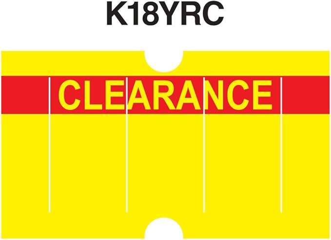 Red Reverse Print on Yellow "Clearance" Labels to fit Avery Dennison®/ Sato® M1 "Mighty One" Price Guns 16 Pack (Free Ink roll Included)