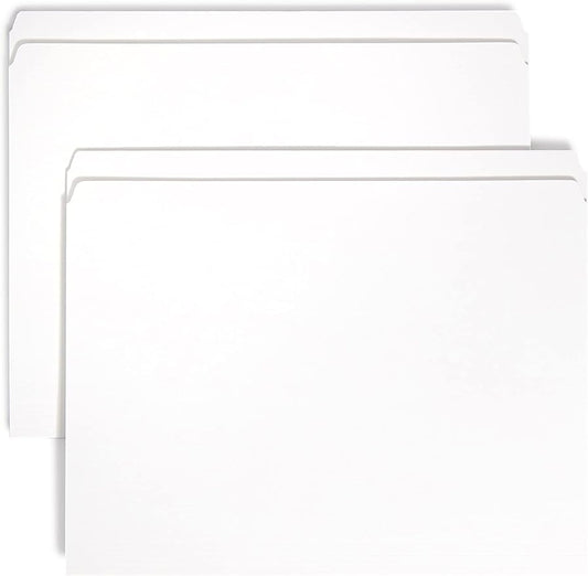 Smead File Folder, Reinforced Straight-Cut Tab, Letter Size, White, 100 per Box (12810)