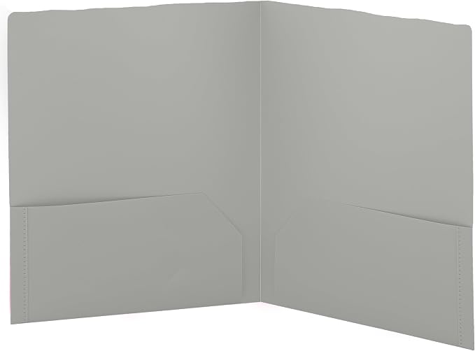 Folders with 2 Pockets Grey, Colored Plastic File School Folder Letter Size, Heavy Duty Poly Portfolio Folder with Two-Pockets, Also Available in Purple, Green, Red, Pink, and Blue, 1 Pc - By Enday