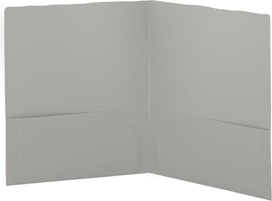 Folders with 2 Pockets Grey, Colored Plastic File School Folder Letter Size, Heavy Duty Poly Portfolio Folder with Two-Pockets, Also Available in Purple, Green, Red, Pink, and Blue, 1 Pc - By Enday