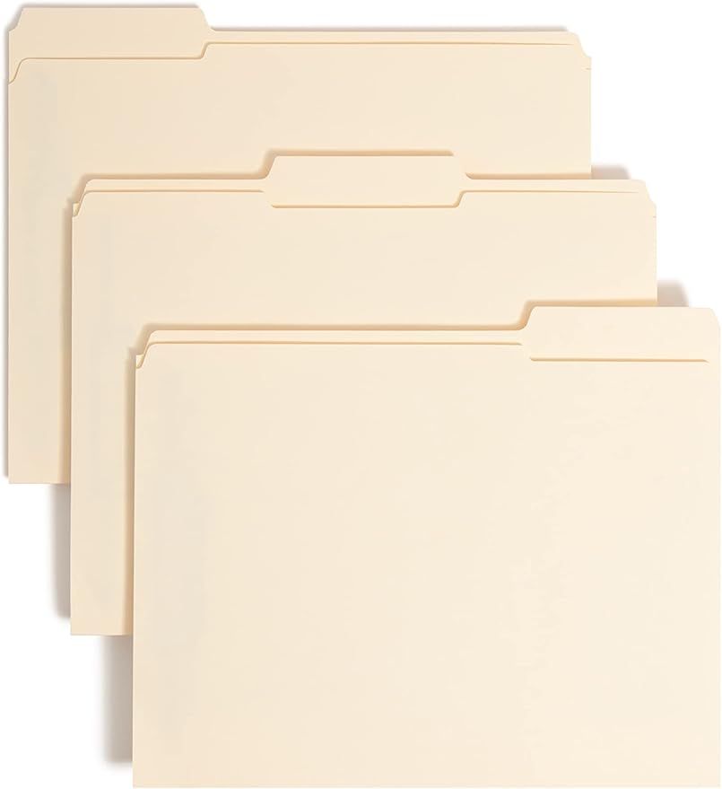 Smead Fastener File Folder with SafeSHIELD® Fasteners, 2 Fasteners, Reinforced 1/3-Cut Tab, Letter Size, Manila, 50 per Box (14555)