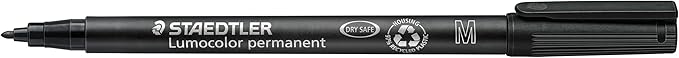 STAEDTLER Lumocolor Universal Pen, Medium, Felt Tip, Permanent Marker, Box of 6 Assorted Color Pens, 1.0mm 317 WP6