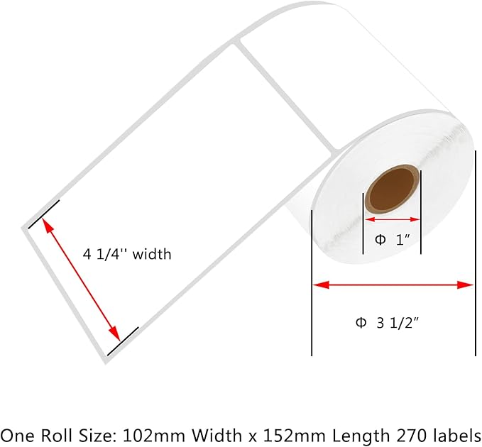 NineLeaf 3 Roll (270 Labels/Roll) Compatible for Brother RD-S02U1 RDS02U1 102mm 4'' x 6'' Standard Address White Paper Labels for RJ-3050 RJ-3150 RJ-4030 RJ-4040 TD-4000 TD-4410D TD-4550DNWB Printers