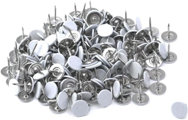 100 Pcs Thumb Tacks White Flat Rounded 11mm/0.43" Nailhead L13mm/0.51" Decorative Pin Push Pins Home/Office for Bulletin Board,Notice Board/Map Nails,Tape Adhesives Fasteners