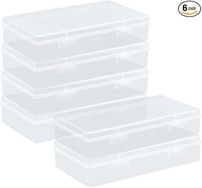 Coobbar File Portable Project Case, 6 Pack Plastic Storage Boxes for Scrapbook Paper, Documents, Magazines - A4 Paper Case (7.7 x 4.1 x 1.6 Inches)