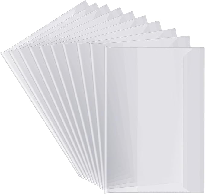 10pcs Clear A5 Book Covers Plastic Exercise Books Covers Waterproof Plastic Sleeves Transparent Slip on Book Cover for Home Office Books (8.5 * 5.9 Inch)