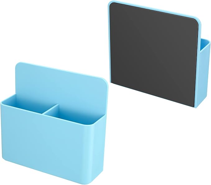 Blue Strong Magnetic Marker Holder/Dry Erase Pen Holder - Storage for Dry Erase Marker, Eraser, Bottle Opener, Remote Controls, Notes - Ideal for Magnetic Board, Fridge Door, and Locker