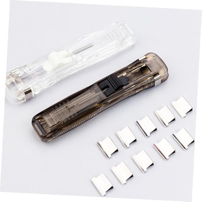 VALICLUD Portable Desktop Stapler with Refill Clips and Paper Clamp Handheld Binder Clip Stapler for Office Document Organization and File Binding Set